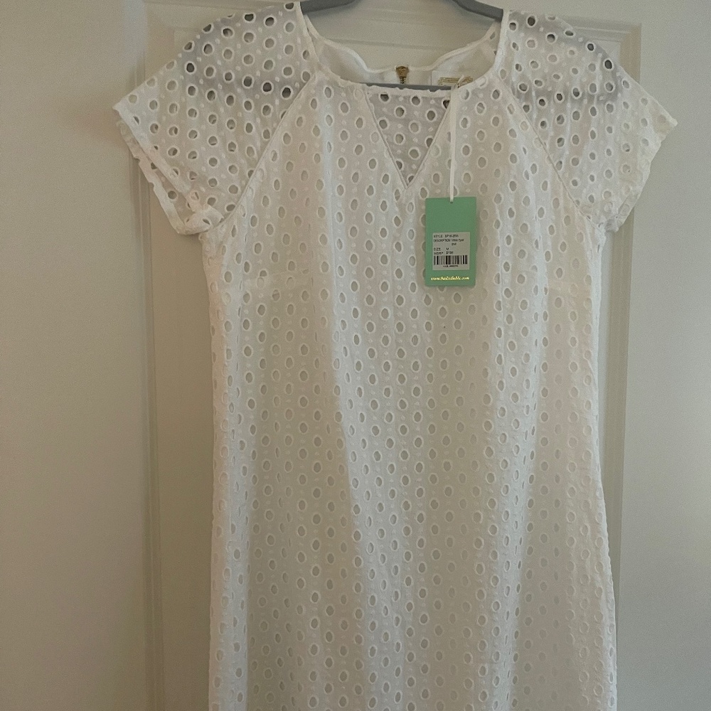 Sail to Sable White Eyelet Shift Dress -NWT
